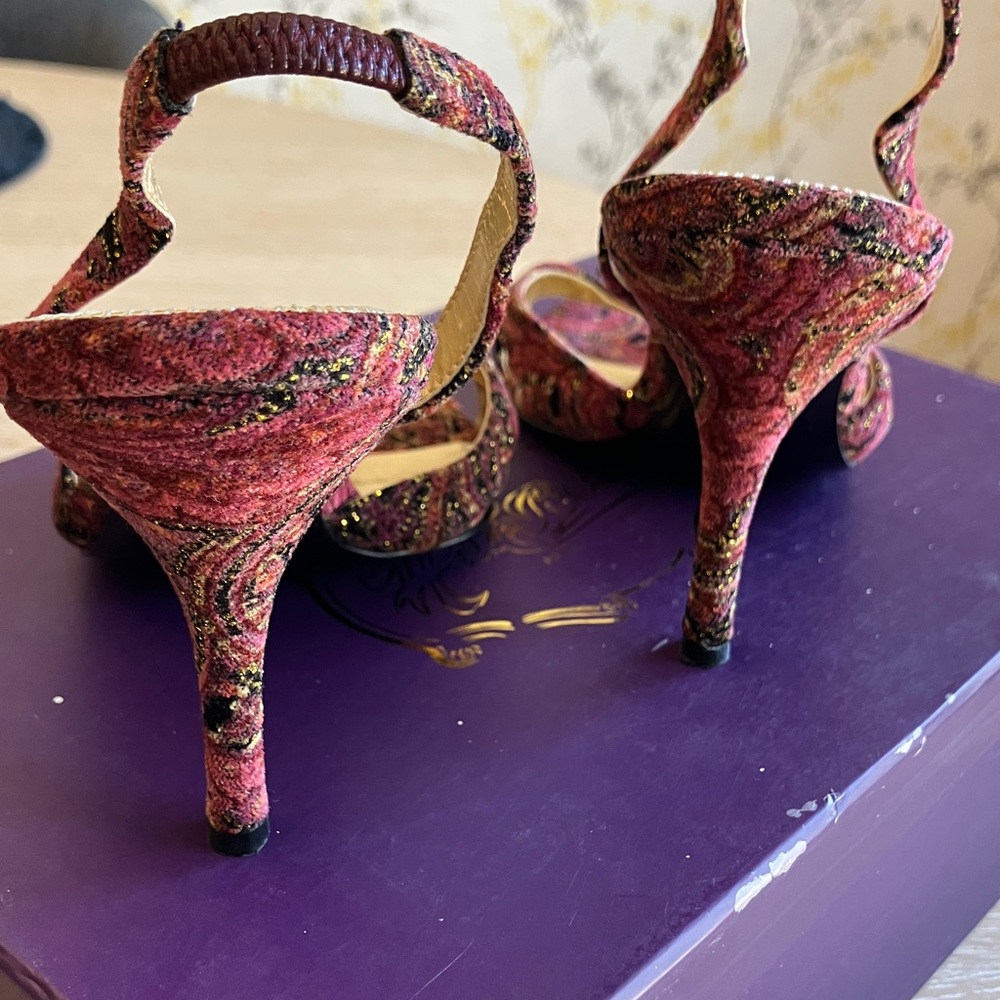Hale Bob Beaded Heels - Burgundy and Gold - Picture 3 of 4